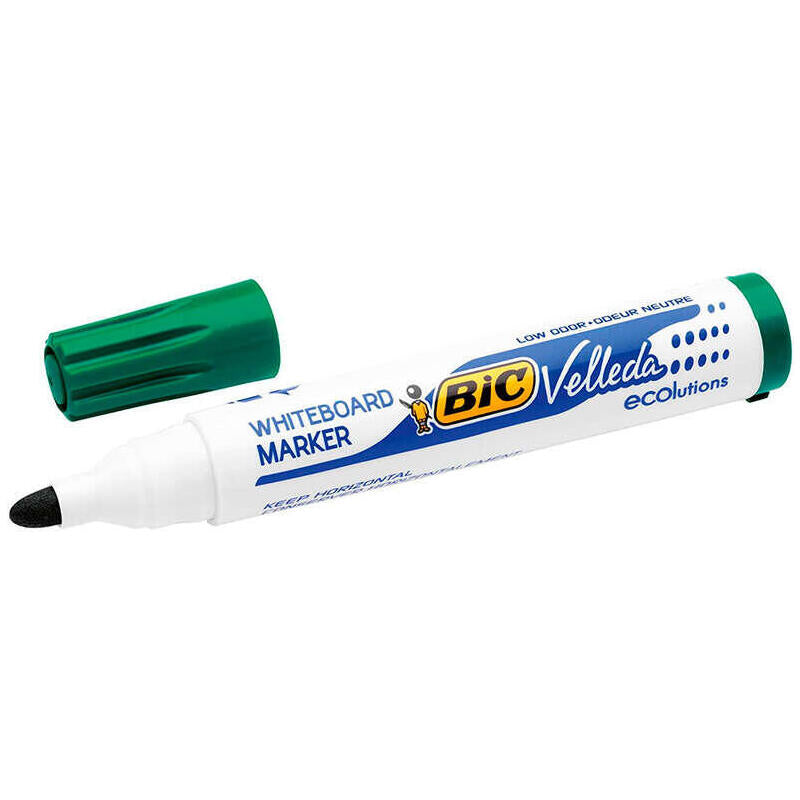 Pack De 12 Unidades Bic Velleda 1701 Ecolutions Marcadores Para Pizarra - Punta Redonda - Trazo De 1.5 Mm - Tinta Con