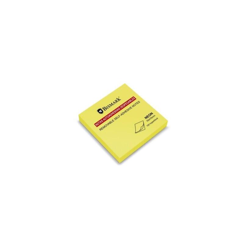 Pack De 12 Unidades Bismark Bloc De 100 Notas Adhesivas 76x76mm - Color Amarillo Neon
