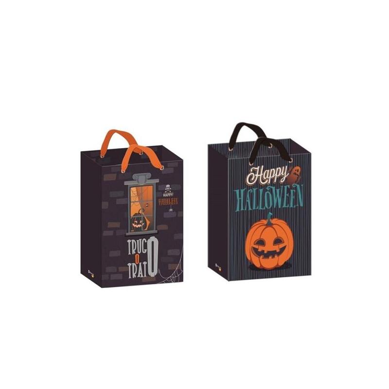 Pack De 12 Unidades Bismark Bolsa De Papel Halloween - Asas De Lazo - 2 Diseã±Os Aleatorios