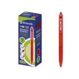 Pack De 12 Unidades Bismark Fix Boligrafo Retractil Borrable - Punta Fina 0.7mm - Con Clip - Color Rojo