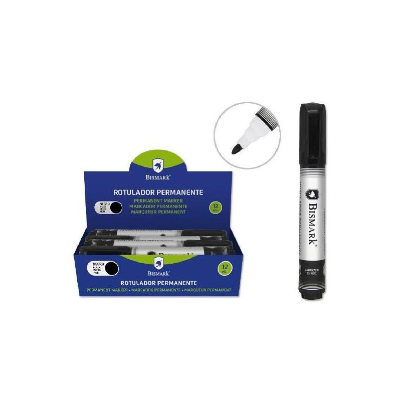 Pack De 12 Unidades Bismark Rotulador Permanente Punta Cónica 1,5mm Negro