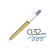 Pack De 12 Unidades - Boligrafo 4 Colores Punta De 1 Mm Cuerpo Dorado