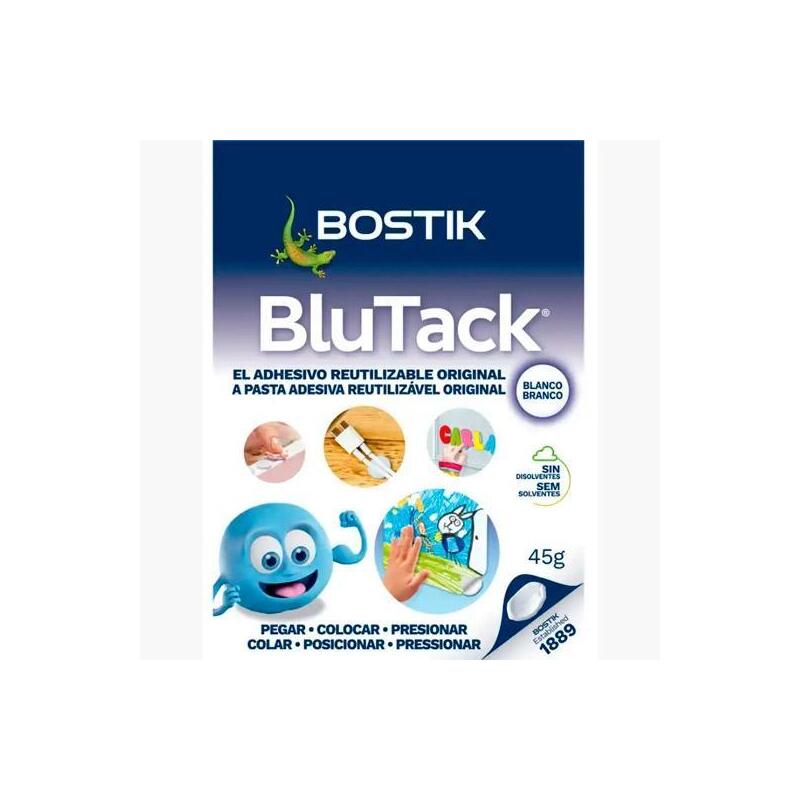 Pack De 12 Unidades Bostik Masilla Adhesiva Blu Tack  45gr Blanco