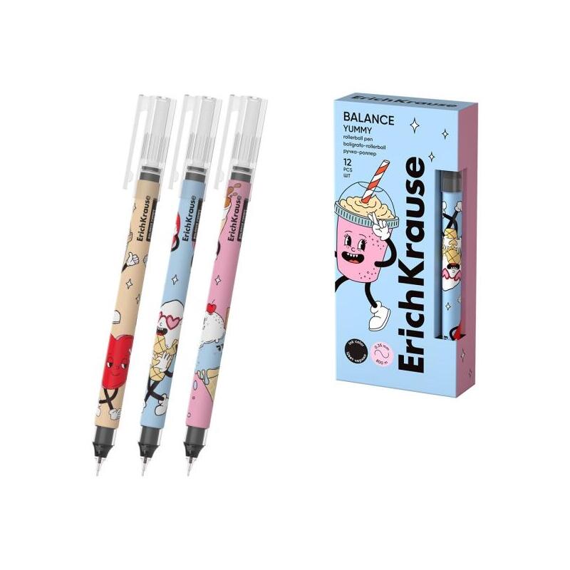 Pack De 12 Unidades Erichkrause Balance Stick Yummy Boligrafo Con Capuchon - Modelos Surtidos - Trazo 0.35mm - Tinta