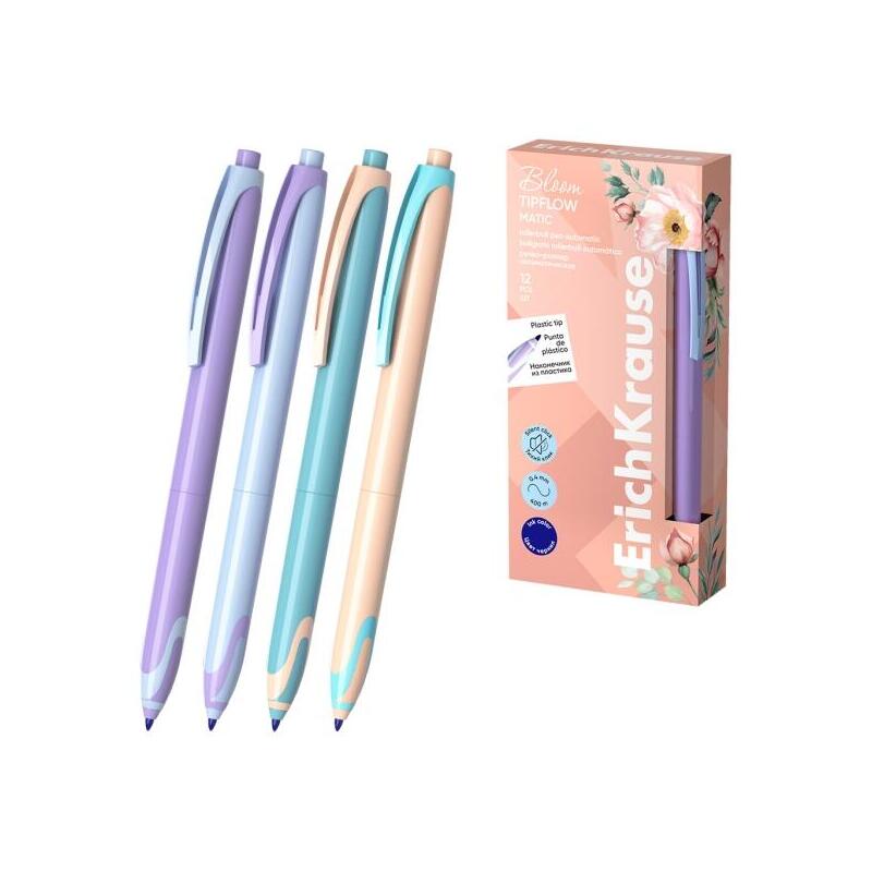 Pack De 12 Unidades Erichkrause Bloom Tipflow Matic Pastel Boligrafo Retractil - Punta De Bola 0.5mm - Trazo De 0.4mm -