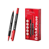 Pack De 12 Unidades Erichkrause Double P-80 Rotulador Permanente Doble - Punta De Bala De 1.65mm - Punta De Aguja De
