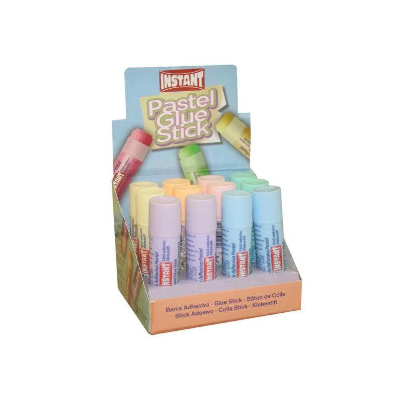 Pack De 12 Unidades Instant Pastel Barra De Pegamento 20grs - Apto Para Uso Infantil Y/O Domestico - Lavable - Sin