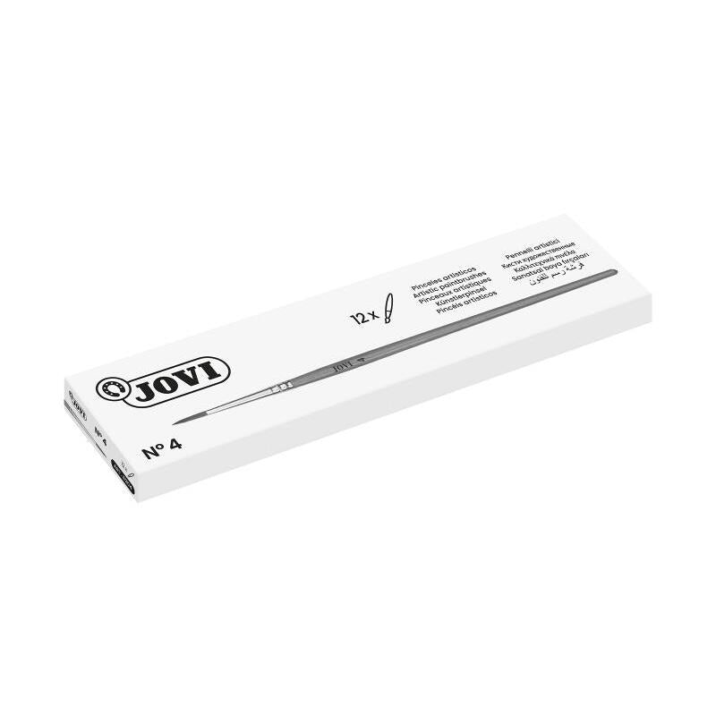 Pack De 12 Unidades Jovi Pinceles Artisticos Pelo Poney Nº 4 - Pelo Natural - Mango De Madera - Calibre 00 Al 12 -