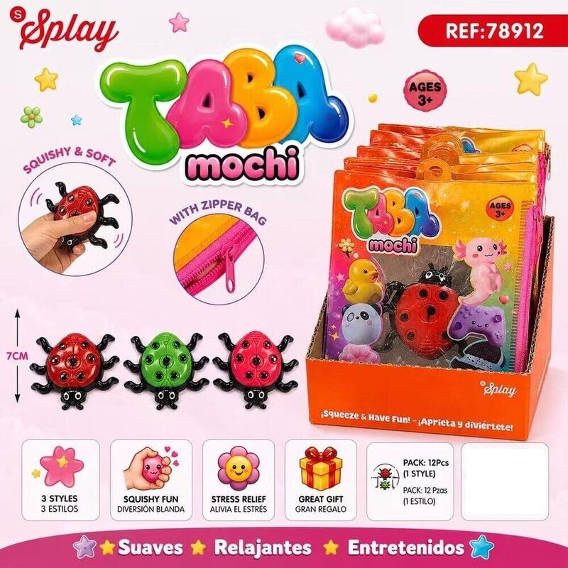 Pack De 12 Unidades - Juguete Antiestres Taba Mochi Mariquita 7cm Surtido