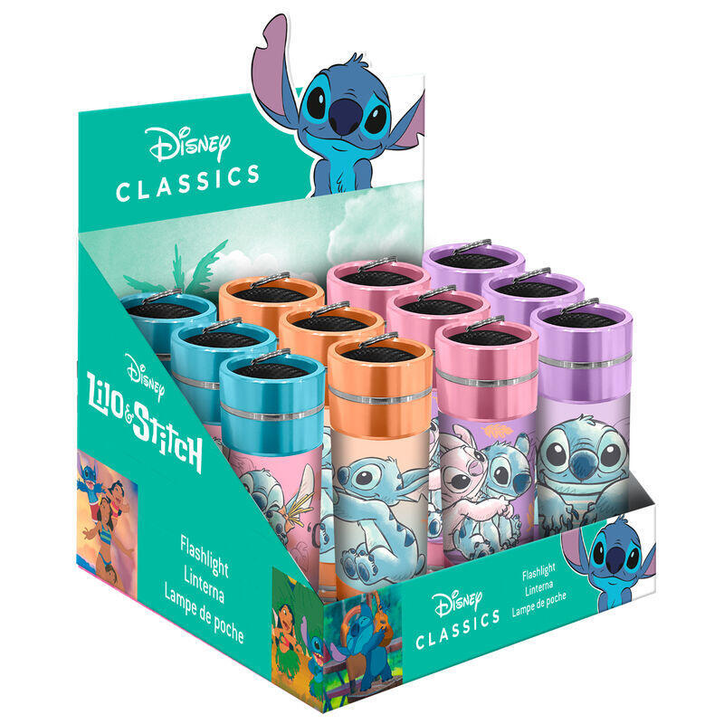 Pack De 12 Unidades - Linterna Led Aluminio Stitch Disney Surtido