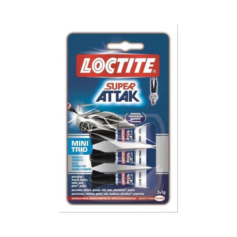 Pack De 12 Unidades Loctite Super Attak Mini Trio Adhesivo Instantáneo 3x1g