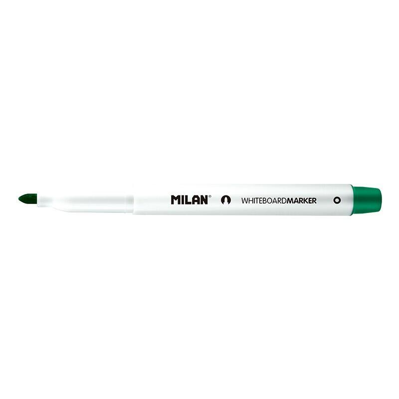 Pack De 12 Unidades Milan Rotuladores Para Pizarra Blanca Con Punta Redonda - Punta 3.7 Mm - Tinta A Base De Alcohol - Borrable En Seco - Color Verde