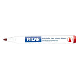 Pack De 12 Unidades Milan Rotuladores Para Pizarra Blanca Con Punta Redonda - Punta 4.7 Mm - Tinta A Base De Alcohol - Borrable En Seco - Color Rojo