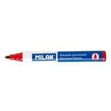 Pack De 12 Unidades Milan Rotuladores Permanentes Con Punta Redonda - Punta 4 Mm - Tinta A Base De Alcohol - Color Rojo