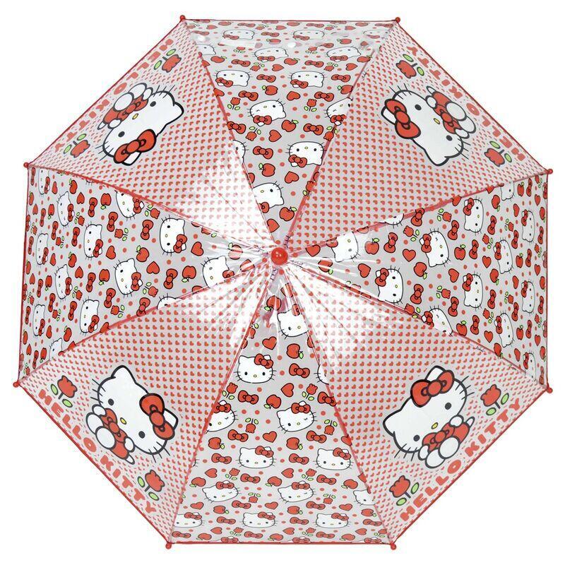 Pack De 12 Unidades - Paraguas Manual Transparente Hello Kitty 48cm