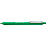 Pack De 12 Unidades Pentel Izee Boligrafo De Bola Retractil - Punta 0.7mm - Trazo 0.35mm - Clip De Metal - Color Verde