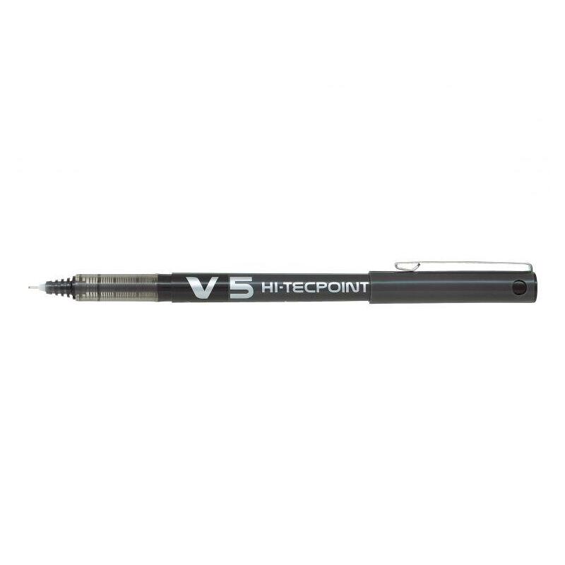 Pack De 12 Unidades Pilot Boligrafo De Tinta Liquida V5 Hi-Tecpoint Rollerball - Punta Fina De Aguja 0.5mm - Trazo 0.3mm - Color Negro