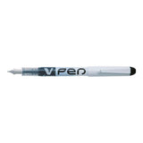 Pack De 12 Unidades Pilot Pluma Estilografica V-Pen - Desechable - Tinta Liquida Borrable - Punta De Acero - Trazo De 0.5mm - Color Negro