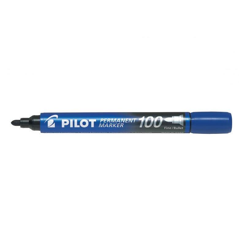 Pack De 12 Unidades Pilot Rotulador Permanente 100 - Punta Fina De Bala 4,5mm - Trazo 1mm - Color Azul