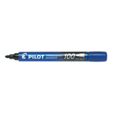 Pack De 12 Unidades Pilot Rotulador Permanente 100 - Punta Fina De Bala 4,5mm - Trazo 1mm - Color Azul