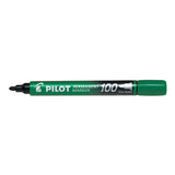 Pack De 12 Unidades Pilot Rotulador Permanente 100 - Punta Fina De Bala 4,5mm - Trazo 1mm - Color Verde