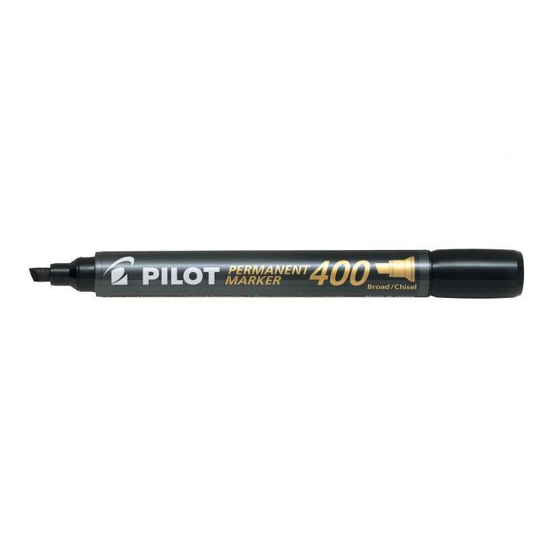 Pack De 12 Unidades Pilot Rotulador Permanente 400 - Punta Biselada 4,5mm - Trazo 4mm - Color Negro