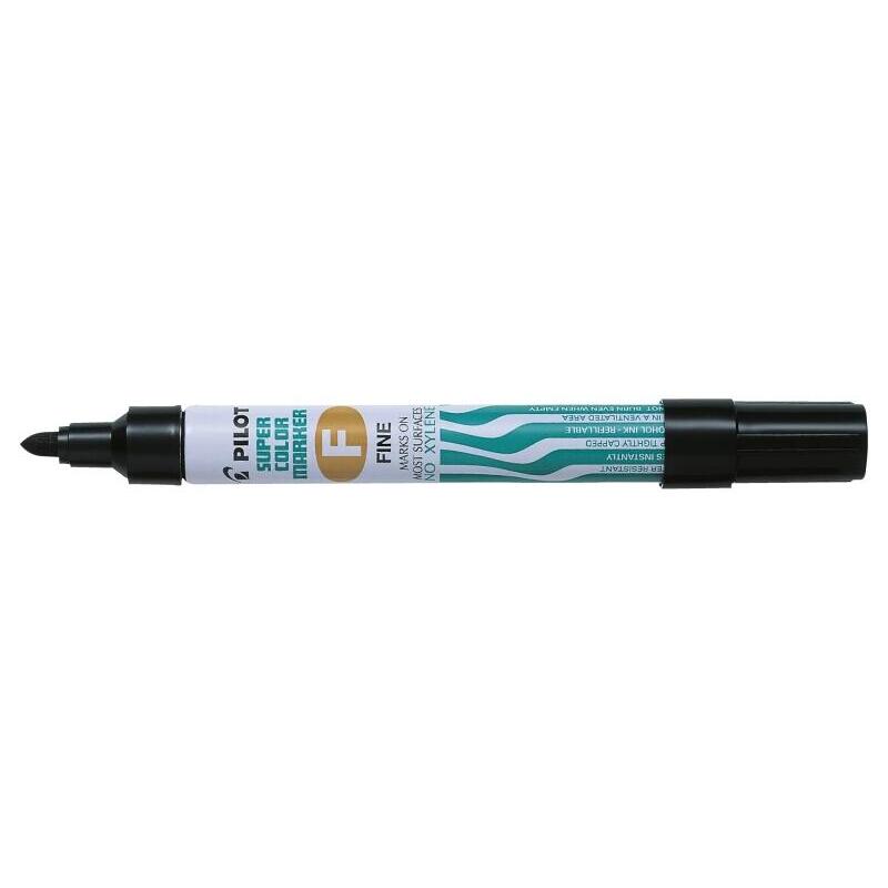 Pack De 12 Unidades Pilot Super Color Rotulador Permanente Multisuperficie - Punta Fina De Fibra Conica - Tinta Base