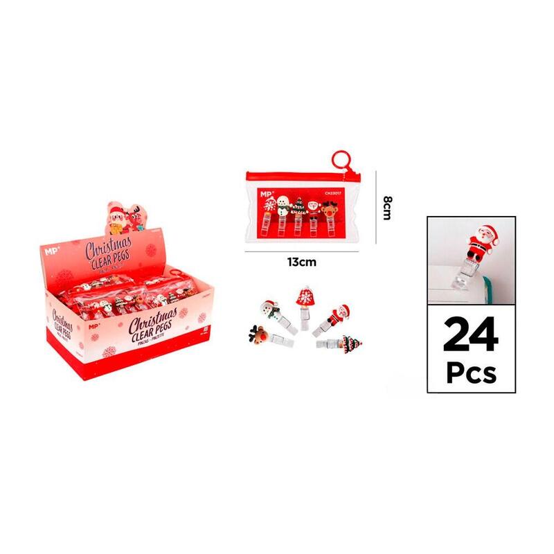 Pack De 12 Unidades - Pinzas Personajes Navideños, 5 Uds, Bolsa