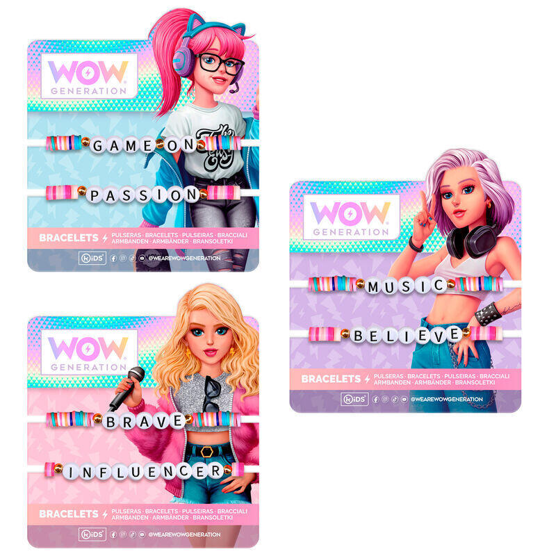Pack De 12 Unidades - Pulsera Mensaje Wow Generation Surtido