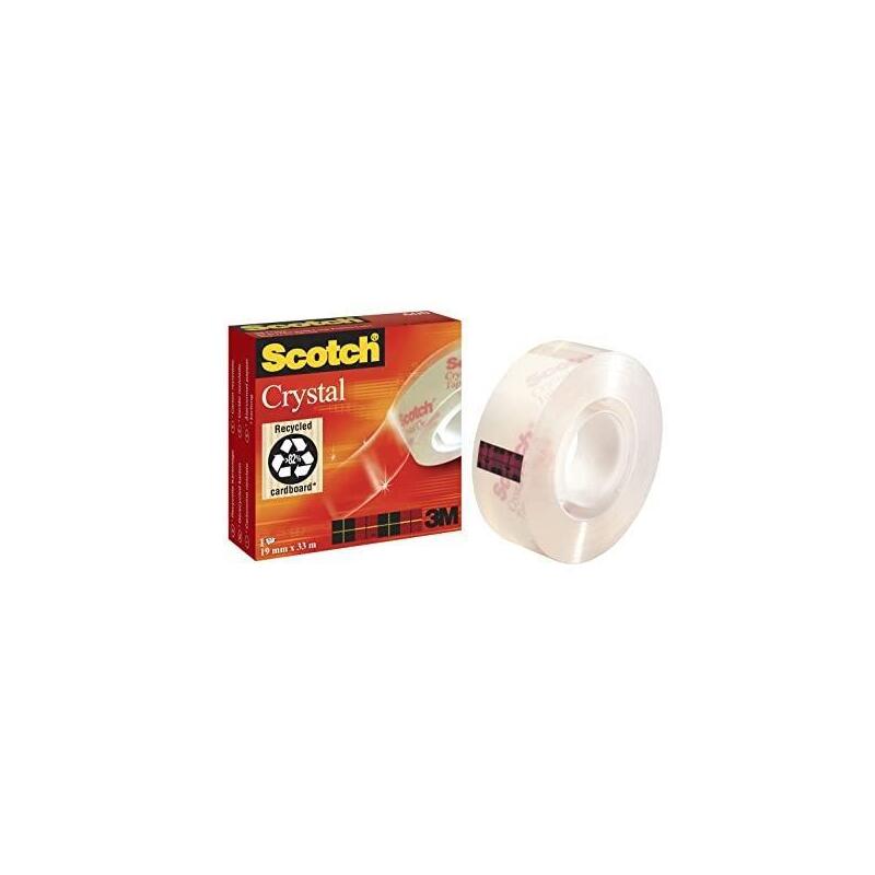 Pack De 12 Unidades Scotch Cinta Adhesiva Supertransparente Crystal 600 Rollo 19mm X 33m Caja Individual