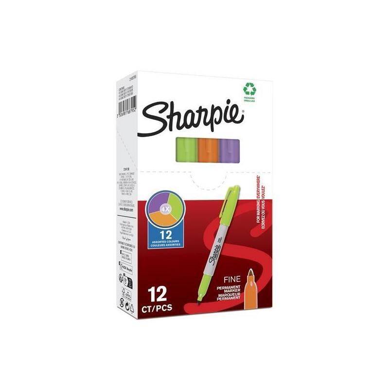 Pack De 12 Unidades Sharpie Marcador Permanente Fine F C/Surtidos Lima/Naranja/Boysenberry