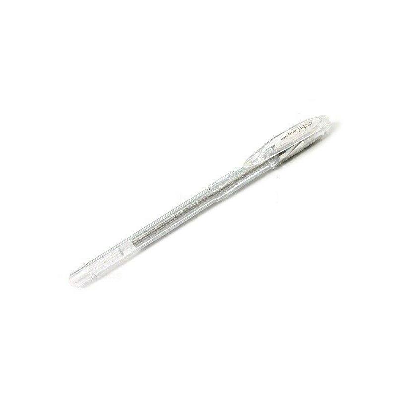 Pack De 12 Unidades Uni-Ball Signo Sparkling Boligrafo De Gel - Punta De Acero Inoxidable 1 Mm. - Trazo 0.65 Mm. Aprox. - Tinta Gel - Color Plata Efecto Purpurina - Caja De 12 Ud
