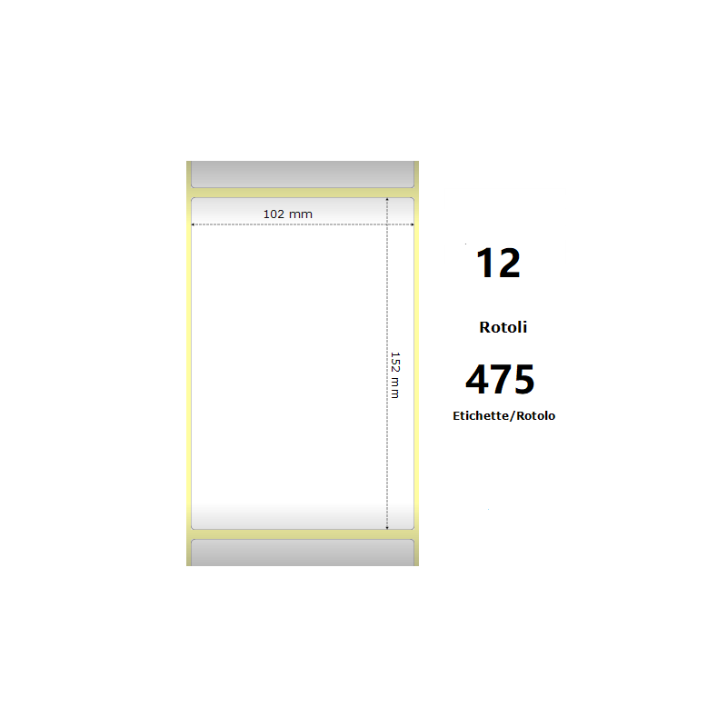Pack De 12 Unidades White 102x152mm 475 Et/Rotolo Z-1000d 4x6x1 Core Circonferenza 111mm Ze800284-605