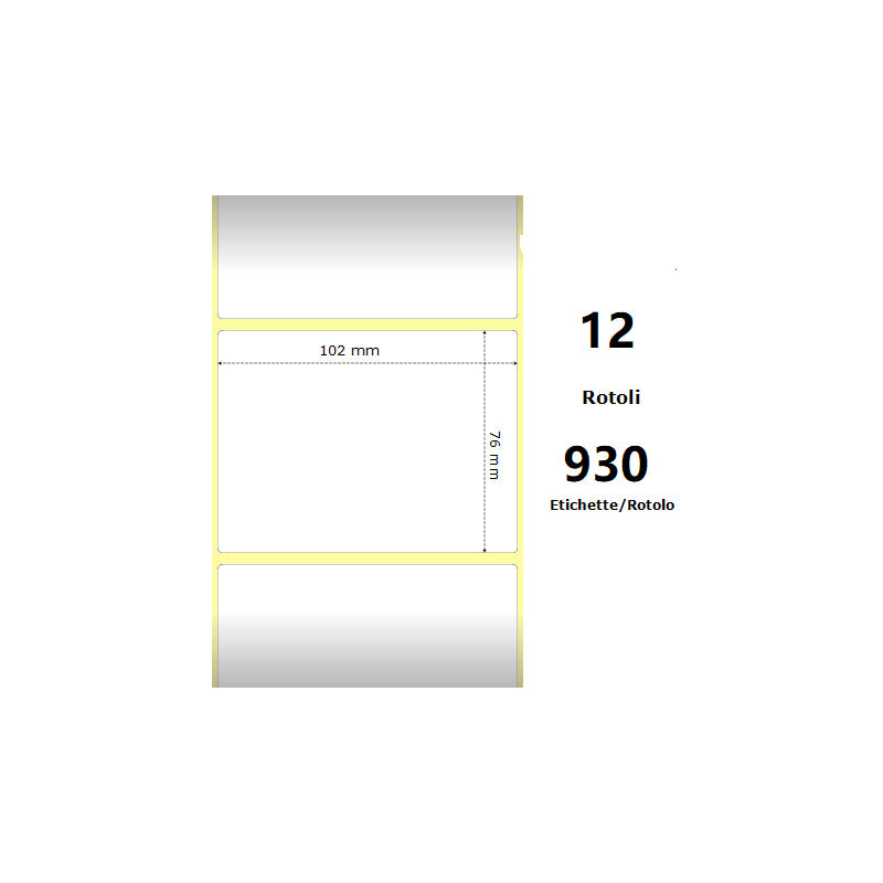 Pack De 12 Unidades White 102x76mm 930 Et/Rotolo Z-2000d 4x3x1 Core 12 Rolls