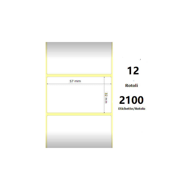 Pack De 12 Unidades White 57x32mm 2100et/Rotolo Z-2000d 2.25x1.25x1core 12rolls