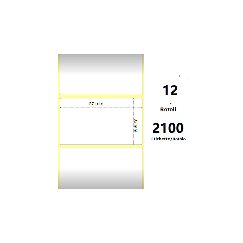 Pack De 12 Unidades White 57x32mm 2100et/Rotolo Z-2000d 2.25x1.25x1core 12rolls
