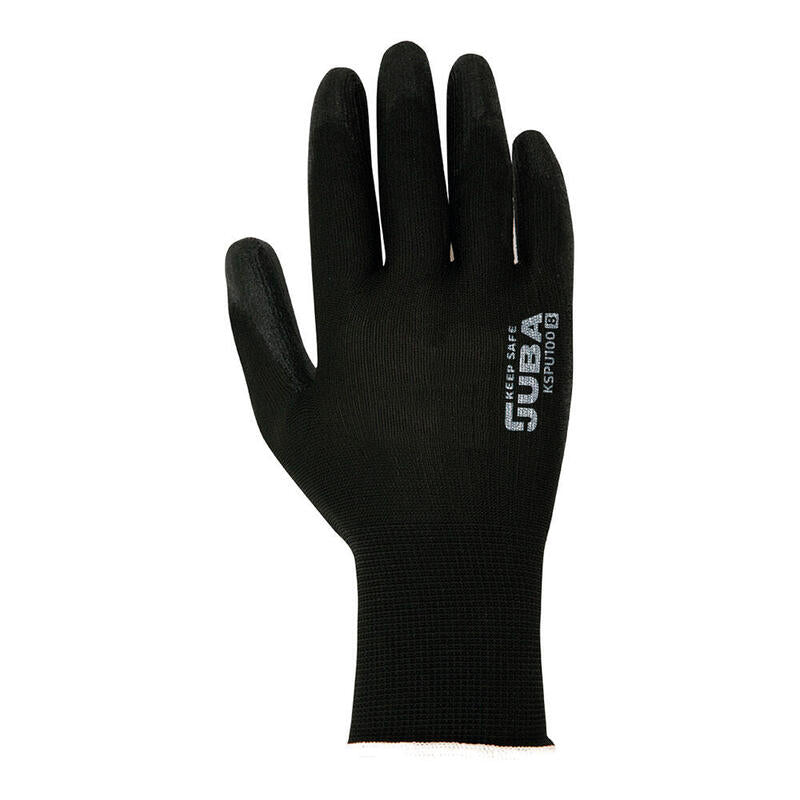 Pack De 120 Unidades - Guante Poliéster Con Palma Poliuretano, Keep Safe®, Negro, T-08