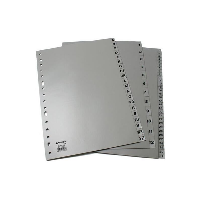 Pack De 16 Unidades Grafoplás Juego De Abecedario Folio 16 Taladros Pp Opaco Gris