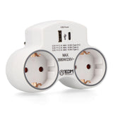 Pack De 2 Unidades - Adaptador 2 Tomas 2p+T Schuko Con 2 Usb (A + C), Blanco