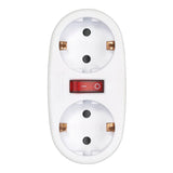 Pack De 2 Unidades - Adaptador 2 Tomas Schuko Frontal Con Interruptor, 16 A 250 V~, Blanco