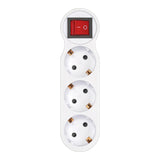 Pack De 2 Unidades - Adaptador 3 Tomas Schuko Frontal Con Interruptor, 16 A 250 V~, Blanco