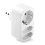 Pack De 2 Unidades - Adaptador Triple Mixto: 2 X 2p 10a Y Schuko 2p+T 16a 250 V, Blanco