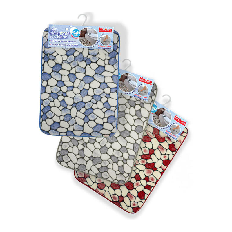 Pack De 2 Unidades - Alfombra De Baño Estampado Piedras, Colores Surtidos 40 X 60 Cm