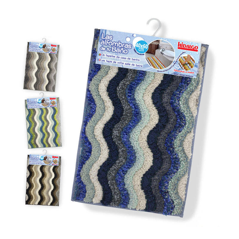 Pack De 2 Unidades - Alfombra De Baño Zig Zag Antideslizante, Modelos Variados, Colores Surtidos, 40 X 60 Cm