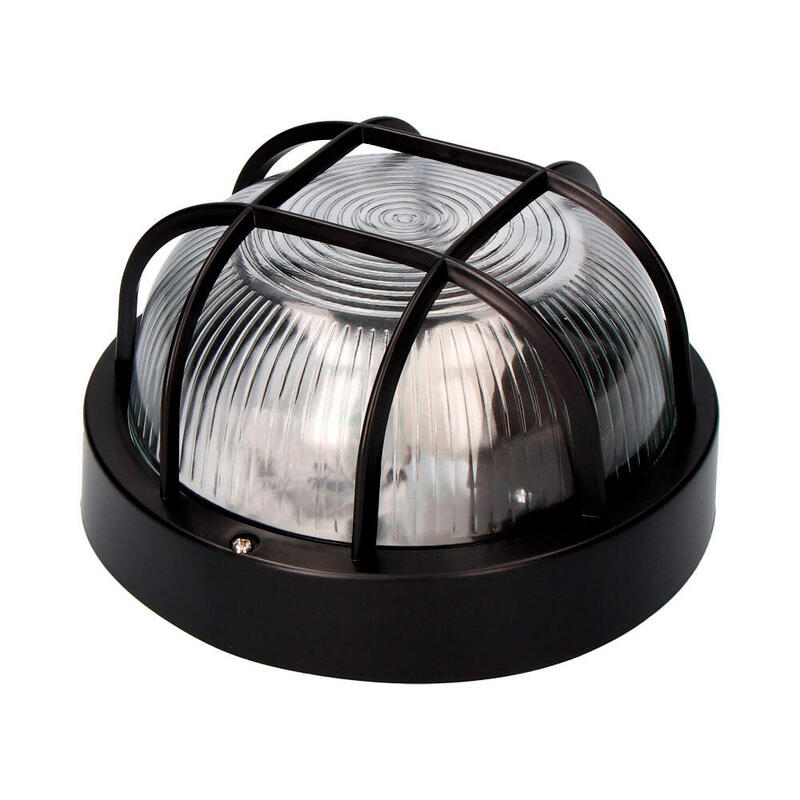 Pack De 2 Unidades - Aplique Redondo Modelo Tarragona Ip54 1 X E27 40 W Ø18,5 X 10,4 Cm, Negro