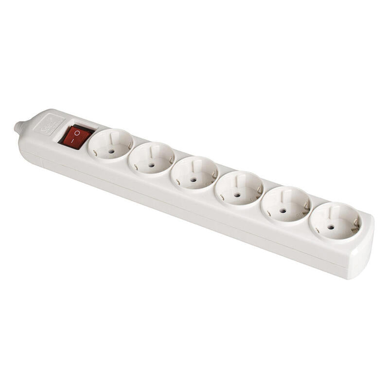 Pack De 2 Unidades - Base Bipolar 6 Tomas Con T/T Lateral 16a 250v Blanco + Interruptor Luminoso Solera