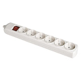 Pack De 2 Unidades - Base Bipolar 6 Tomas Con T/T Lateral 16a 250v Blanco + Interruptor Luminoso Solera