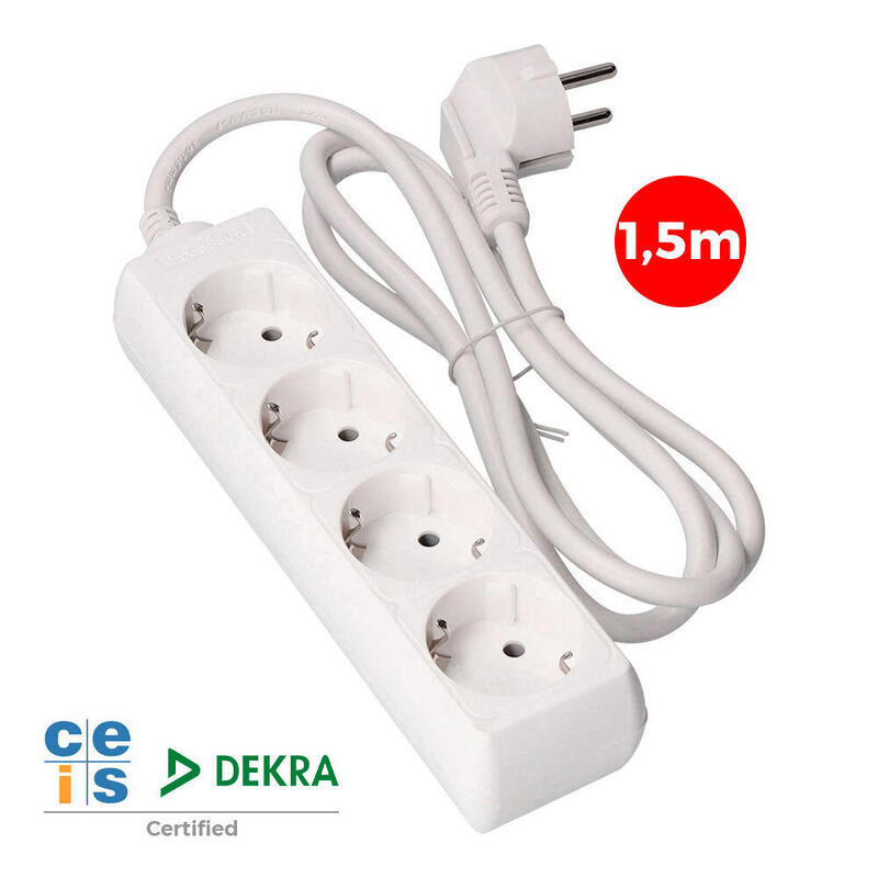 Pack De 2 Unidades - Base Multiple 4 Tomas Schuko 1,5m. 3x1,5mm Edm