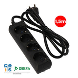 Pack De 2 Unidades - Base Multiple 4 Tomas Schuko 1,5m 3x1,5mm Negra Edm