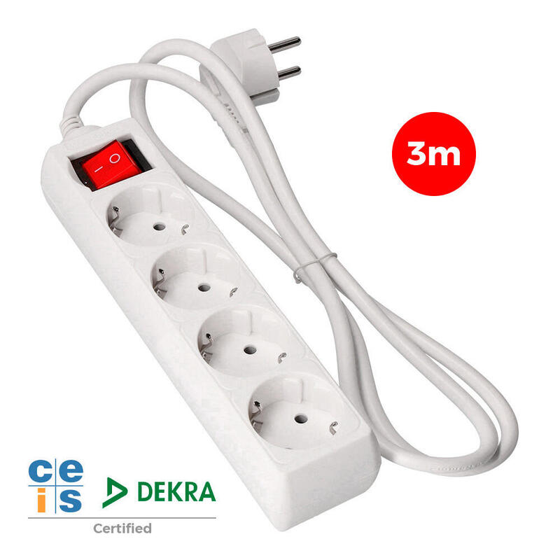 Pack De 2 Unidades - Base Multiple 4 Tomas Schuko + Interruptor 3m 3x1,5mm Edm